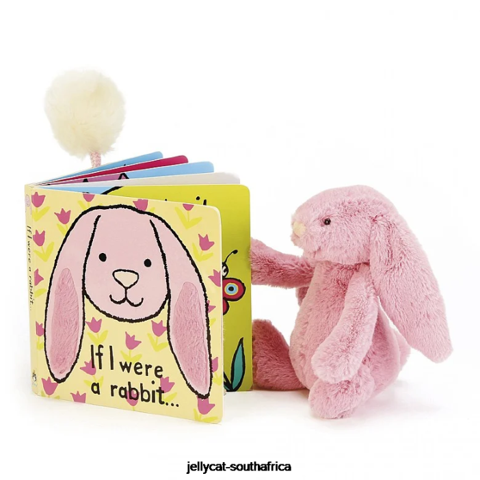 705 Book If I Were A Rabbit Book and Bashful Tulip Bunny Pink Jellycat