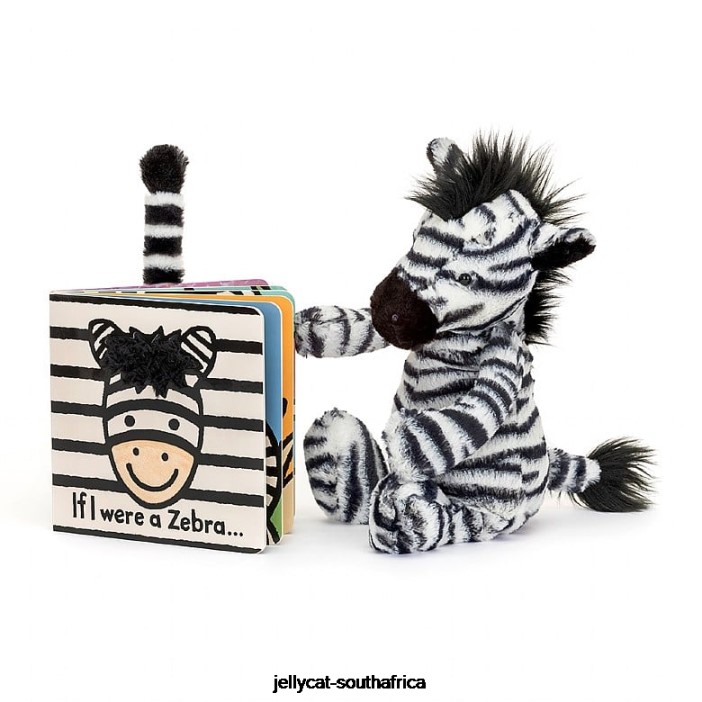 796 Book If I Were A Zebra Board Book and Bashful Zebra Black and White Jellycat