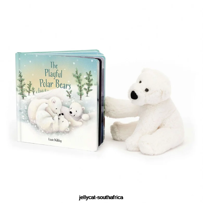 554 Book The Playful Polar Bears Book and Perry Polar Bear White Jellycat
