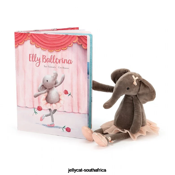 691 Book Elly Ballerina Book and Dancing Darcey Elephant Grey Jellycat