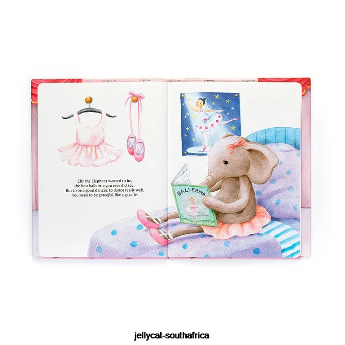 691 Book Elly Ballerina Book and Dancing Darcey Elephant Grey Jellycat
