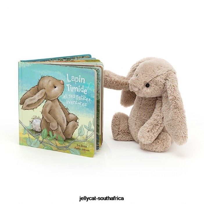 706 Book Lapin Timide Et Ses Petites Aventures & Bashful Bunny Beige Jellycat
