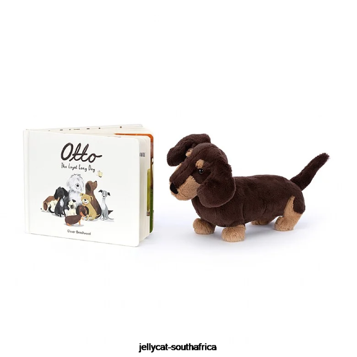 730 Book Otto the Loyal Long Dog Book and Otto Sausage Dog Brown Jellycat