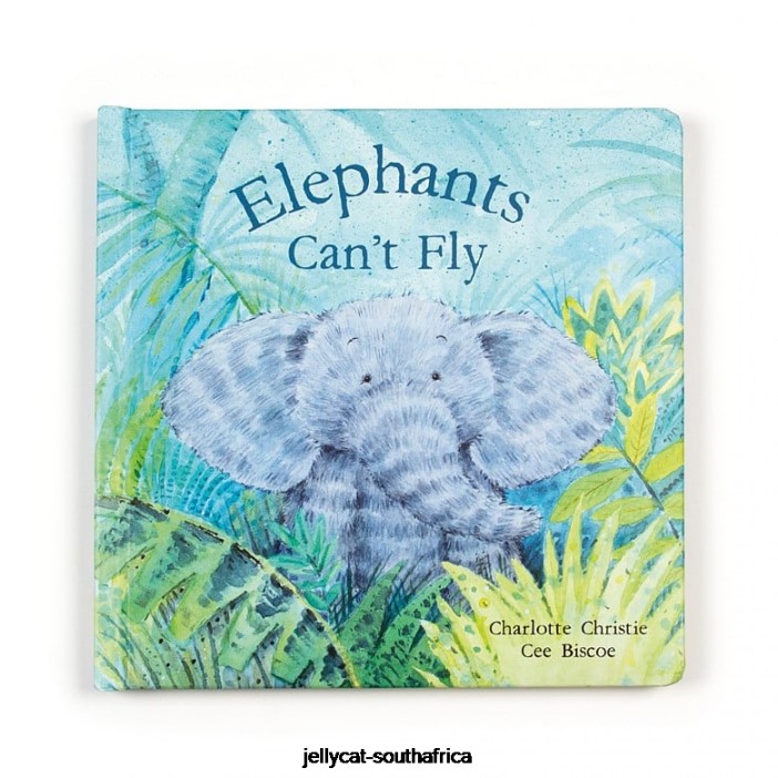 736 Book Elephants Can't Fly Book and Fuddlewuddle Elephant Blue Jellycat