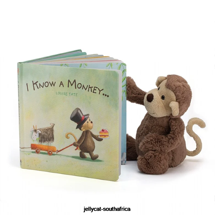 746 Book I Know A Monkey Book and Bashful Monkey Brown Jellycat