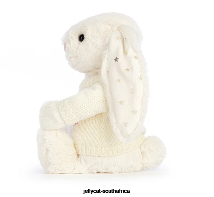 188 Toy Bashful Twinkle Bunny with Personalised Jumper Cream Jellycat