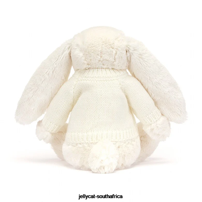 188 Toy Bashful Twinkle Bunny with Personalised Jumper Cream Jellycat
