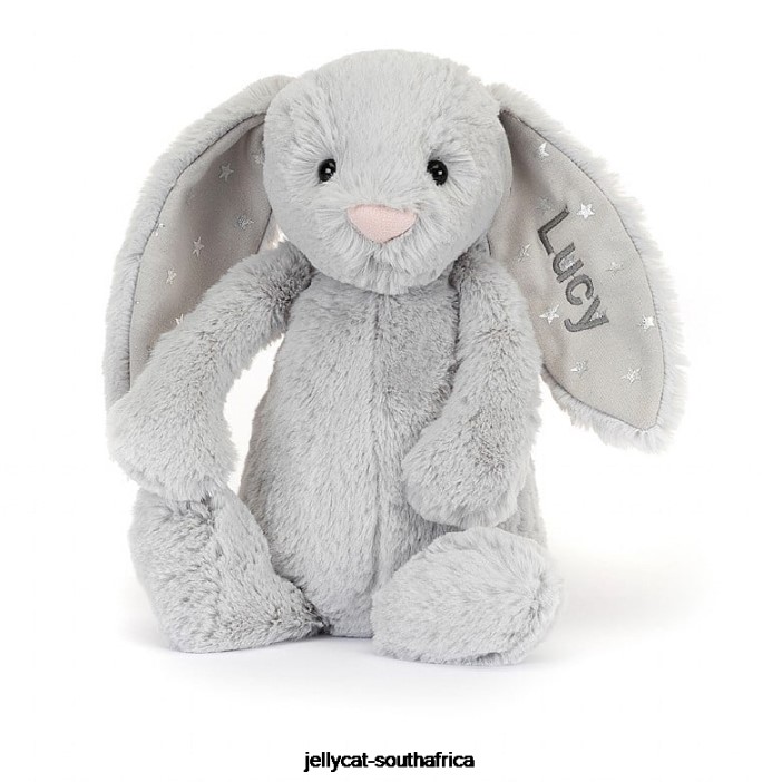 236 Toy Personalised Bashful Shimmer Bunny Medium Grey Jellycat