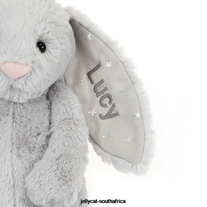 236 Toy Personalised Bashful Shimmer Bunny Medium Grey Jellycat