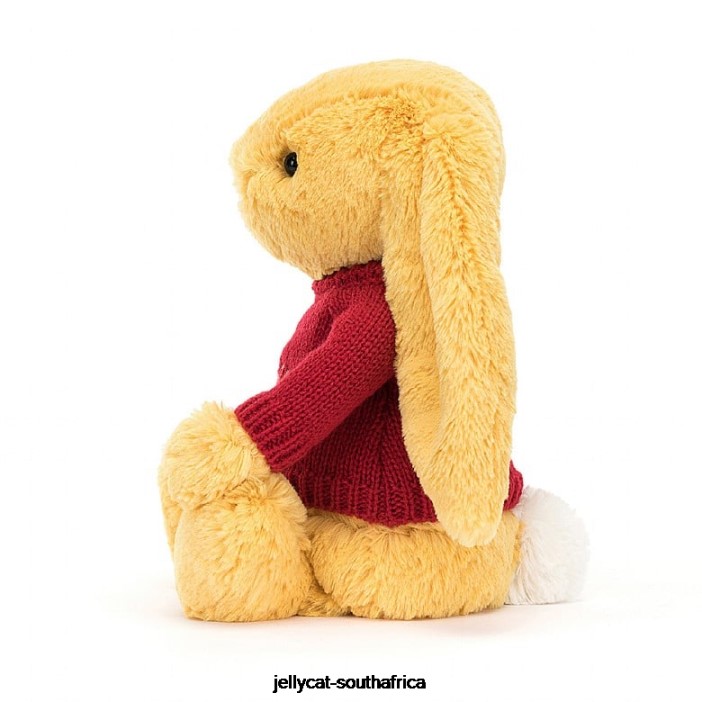 332 Toy Bashful Bunny with Personalised Red Jumper Sunshine Jellycat