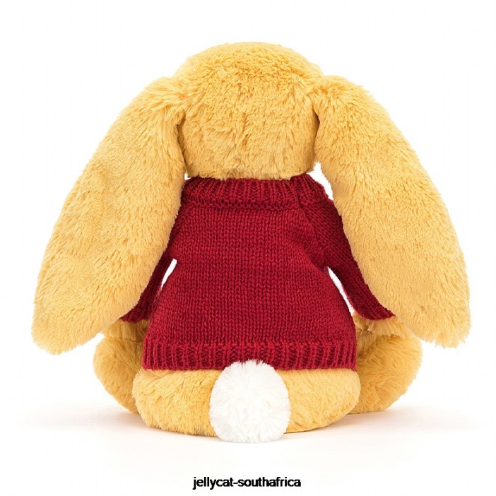 332 Toy Bashful Bunny with Personalised Red Jumper Sunshine Jellycat