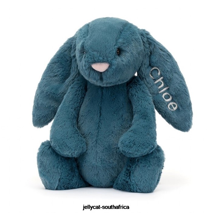 346 Toy Personalised Bashful Mineral Blue Bunny Medium Colbalt Blue Jellycat