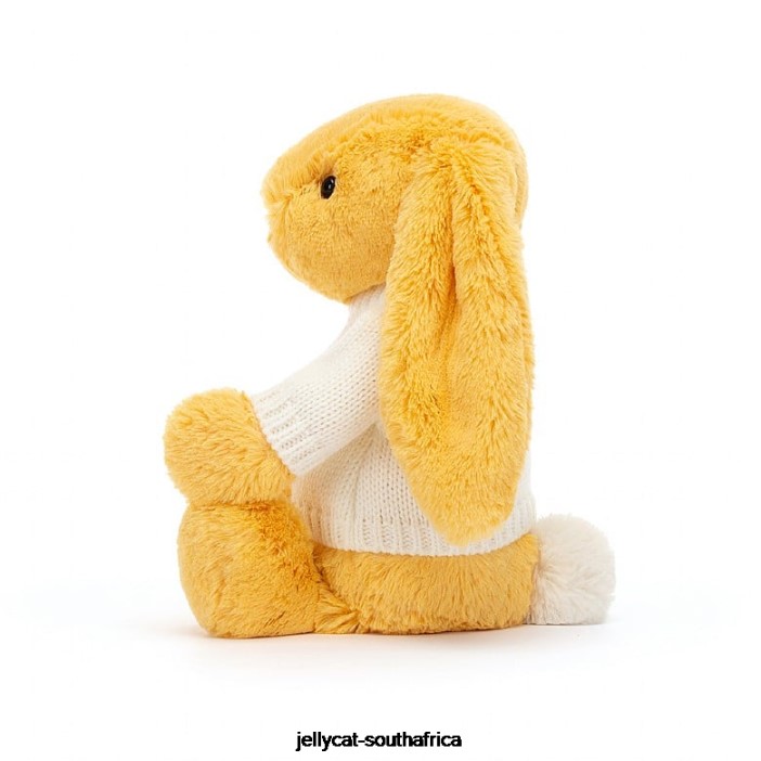 483 Toy Bashful Bunny with Personalised Cream Jumper Sunshine Jellycat