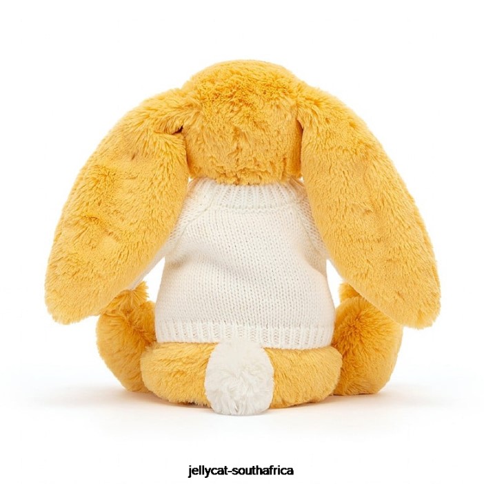 483 Toy Bashful Bunny with Personalised Cream Jumper Sunshine Jellycat