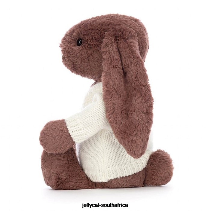 513 Toy Bashful Fudge Bunny with Personalised Cream Jumper Chocolate Jellycat