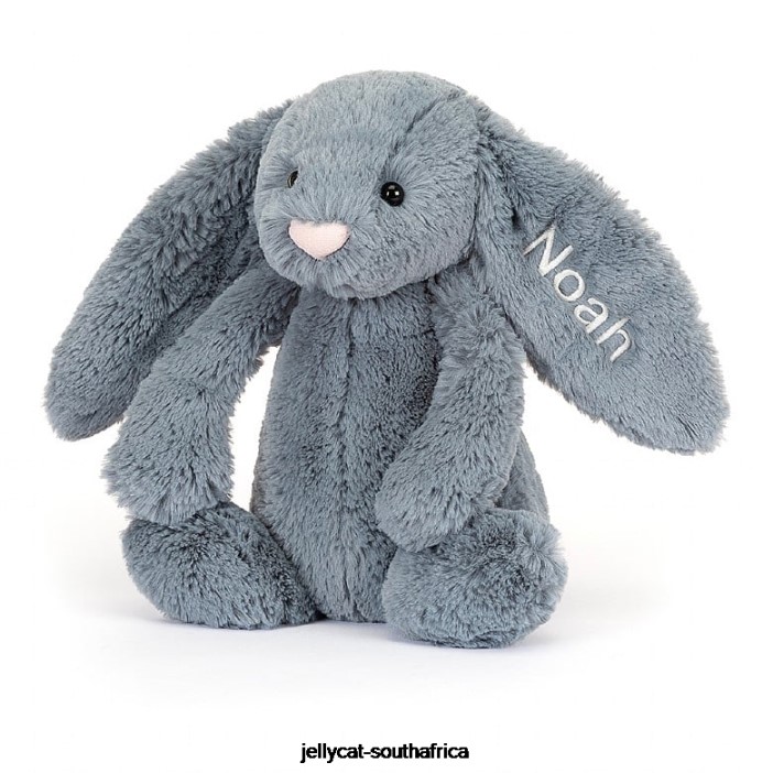 91 Toy Personalised Bashful Dusky Bunny Medium Blue Jellycat
