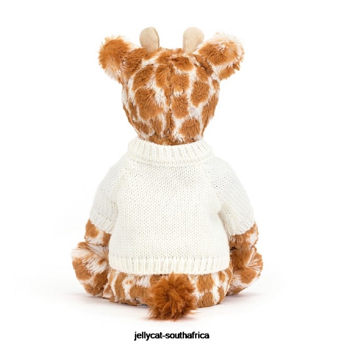 240 Toy Bashful Giraffe with Personalised Cream Jumper Orange Jellycat