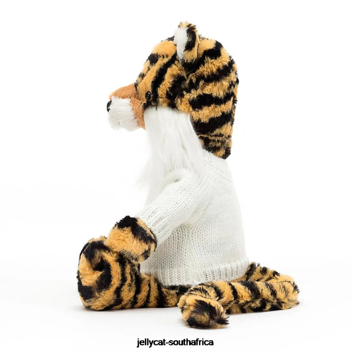 327 Toy Bashful Tiger with Personalised Cream Jumper Multi-colour Jellycat