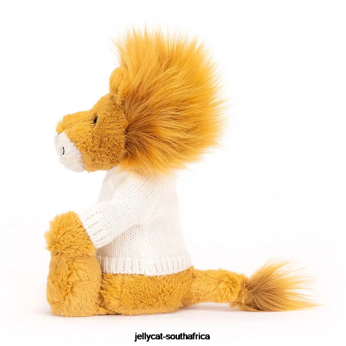 539 Toy Bashful Lion with Personalised Cream Jumper Yellow Jellycat