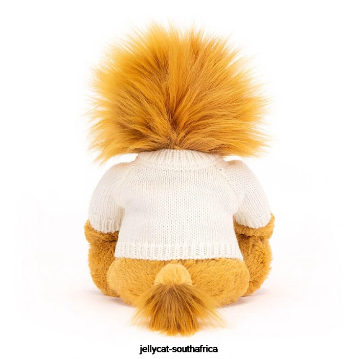 539 Toy Bashful Lion with Personalised Cream Jumper Yellow Jellycat
