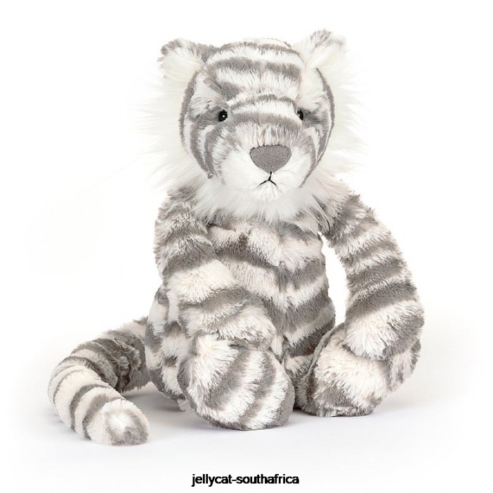 609 Toy Bashful Snow Tiger Grey and White Jellycat