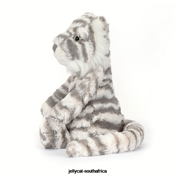 609 Toy Bashful Snow Tiger Grey and White Jellycat