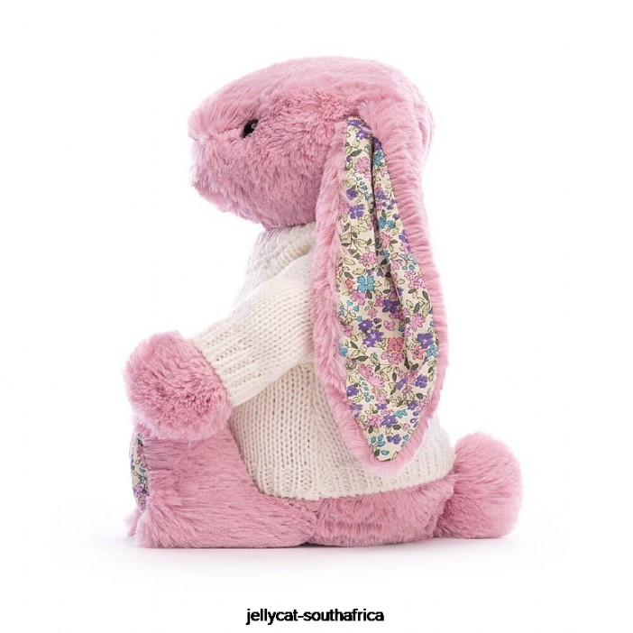 298 Toy Blossom Tulip Bunny with Personalised Cream Jumper Pink Jellycat