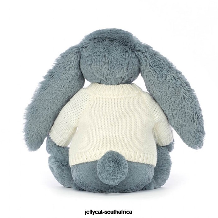 331 Toy Blossom Dusky with Personalised Cream Jumper Blue Jellycat