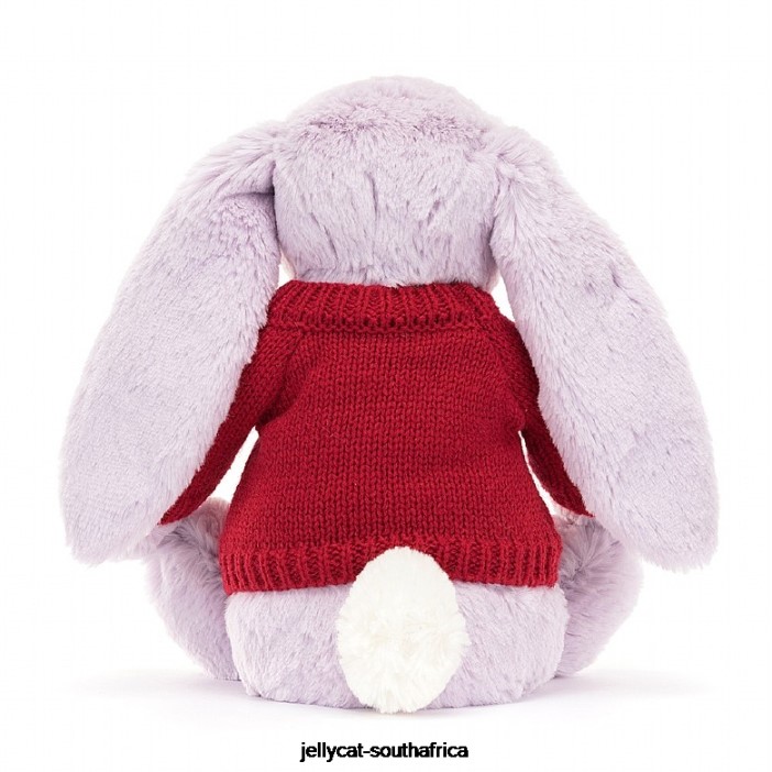 399 Toy Blossom Jasmine Bunny with Personalised Red Jumper Purple Jellycat