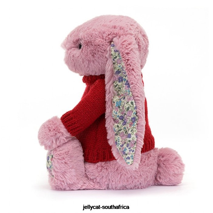 430 Toy Blossom Tulip Bunny with Personalised Red Jumper Pink Jellycat