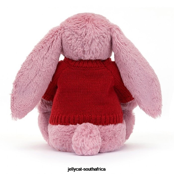 430 Toy Blossom Tulip Bunny with Personalised Red Jumper Pink Jellycat