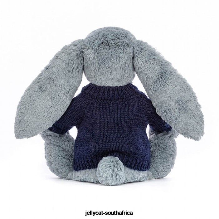 436 Toy Blossom Dusky with Personalised Navy Jumper Blue Jellycat