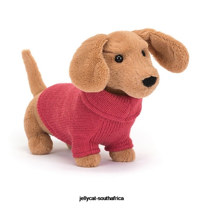 202 Toy Sweater Sausage Dog Pink Honey Jellycat