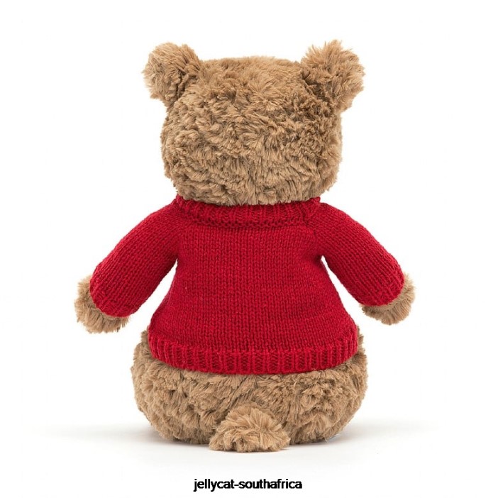140 Toy Bartholomew Bear with Personalised Red Jumper Brown Jellycat